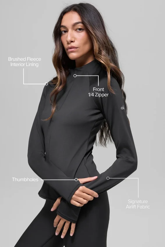 Maglia a maniche lunghe con zip a un quarto "Airlift Winter Warm" - Nero