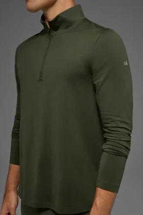 Maglia a maniche lunghe Conquer 1/4 Zip Reform – Verde oliva