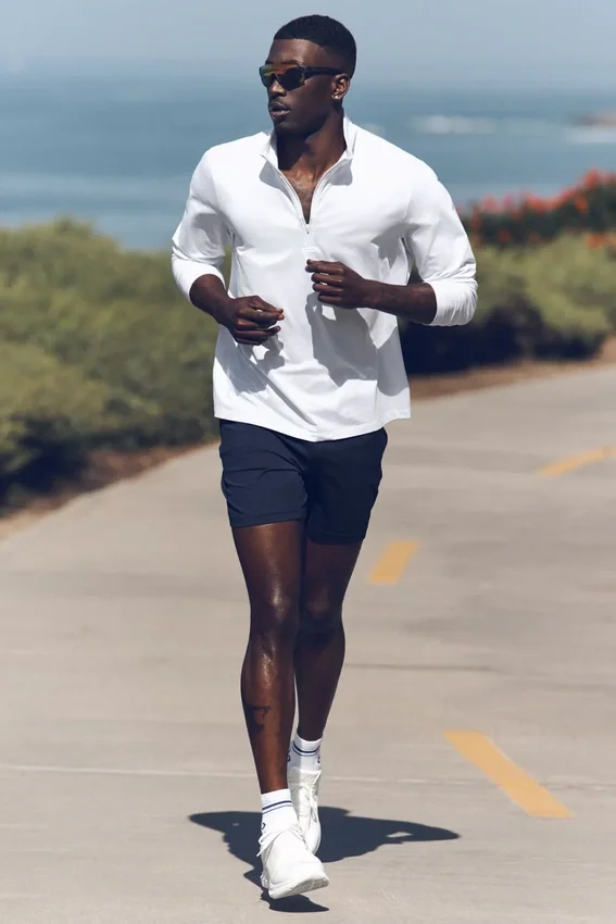 Maglia a maniche lunghe Conquer Reform con zip a 1/4 - Bianco