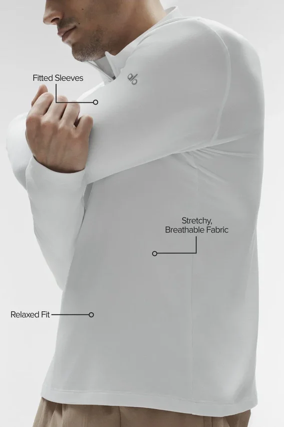 Maglia a maniche lunghe Conquer Reform con zip a 1/4 - Bianco