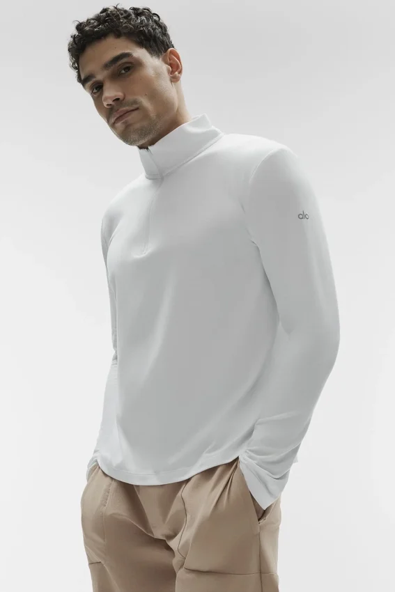 Maglia a maniche lunghe Conquer Reform con zip a 1/4 - Bianco