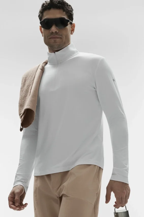 Maglia a maniche lunghe Conquer Reform con zip a 1/4 - Bianco