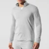 Maglia a maniche lunghe Conquer Reform con zip a 1/4 - Grigio melange atletico