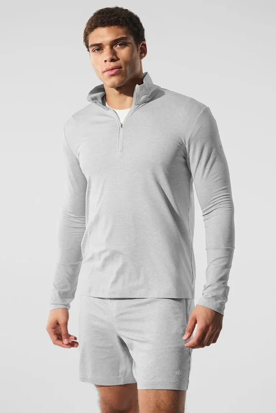 Maglia a maniche lunghe Conquer Reform con zip a 1/4 - Grigio melange atletico