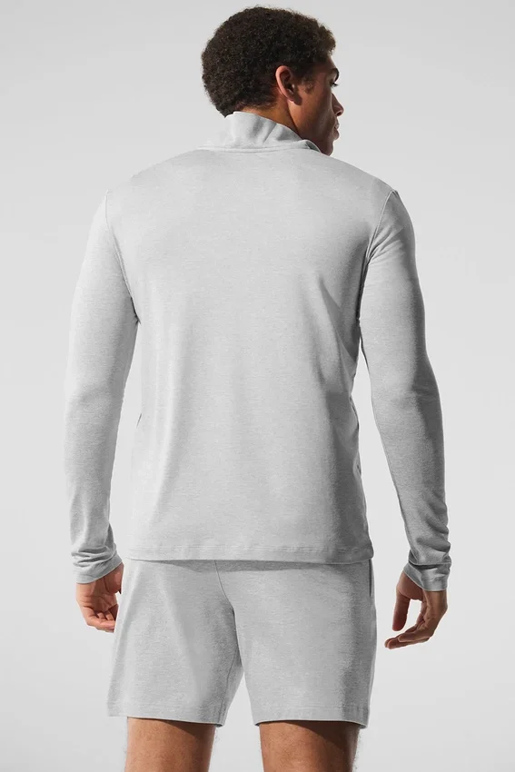 Maglia a maniche lunghe Conquer Reform con zip a 1/4 - Grigio melange atletico
