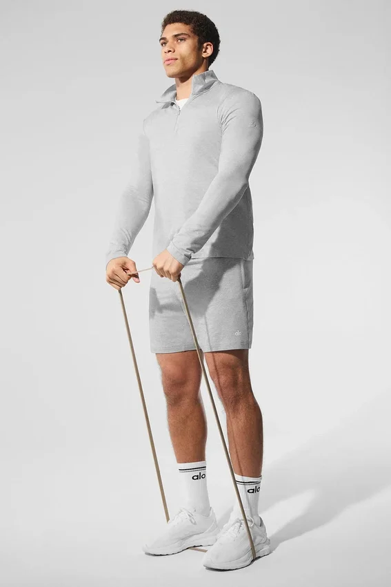 Maglia a maniche lunghe Conquer Reform con zip a 1/4 - Grigio melange atletico