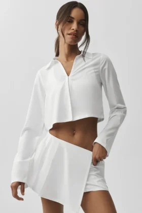 Maglia a maniche lunghe corta Unmatched - Bianco