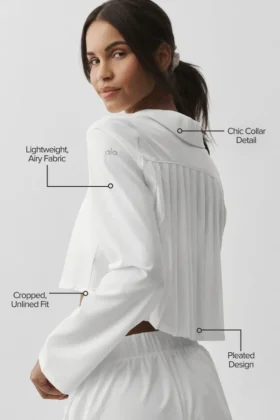 Maglia a maniche lunghe corta Unmatched – Bianco