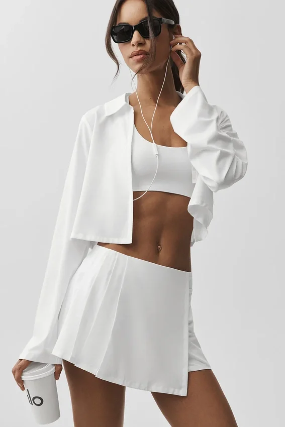 Maglia a maniche lunghe corta Unmatched - Bianco
