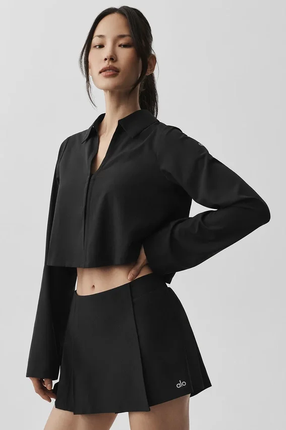 Maglia a maniche lunghe corta Unmatched - Nero