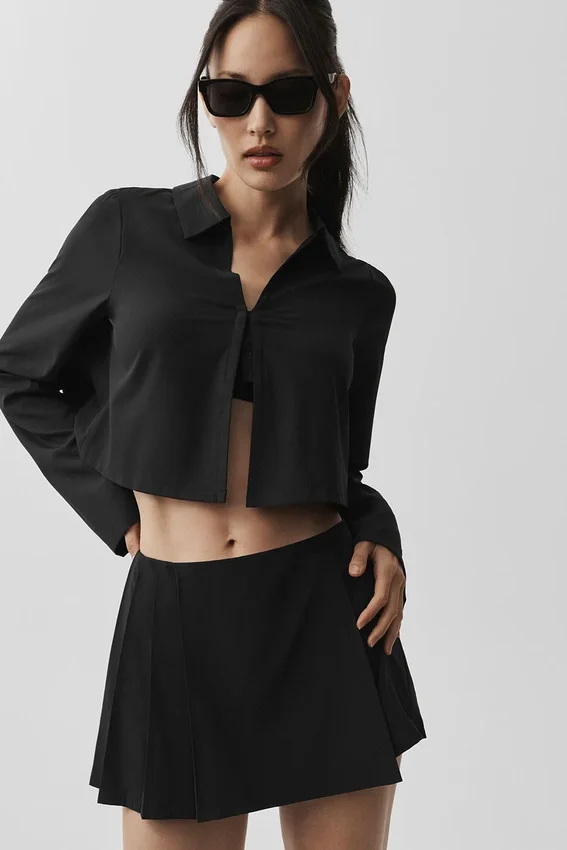 Maglia a maniche lunghe corta Unmatched - Nero