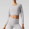 Maglia a maniche lunghe corta Washed Alosoft Finesse - Grigio Sky Wash