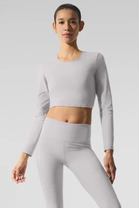 Maglia a maniche lunghe corta Washed Alosoft Finesse - Grigio Sky Wash