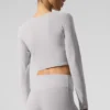 Maglia a maniche lunghe corta Washed Alosoft Finesse - Grigio Sky Wash