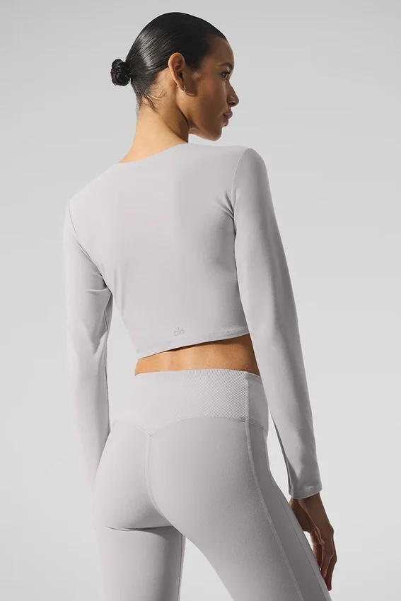 Maglia a maniche lunghe corta Washed Alosoft Finesse - Grigio Sky Wash