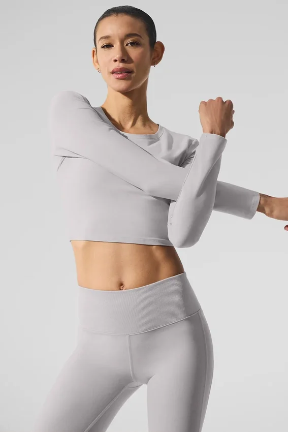 Maglia a maniche lunghe corta Washed Alosoft Finesse - Grigio Sky Wash