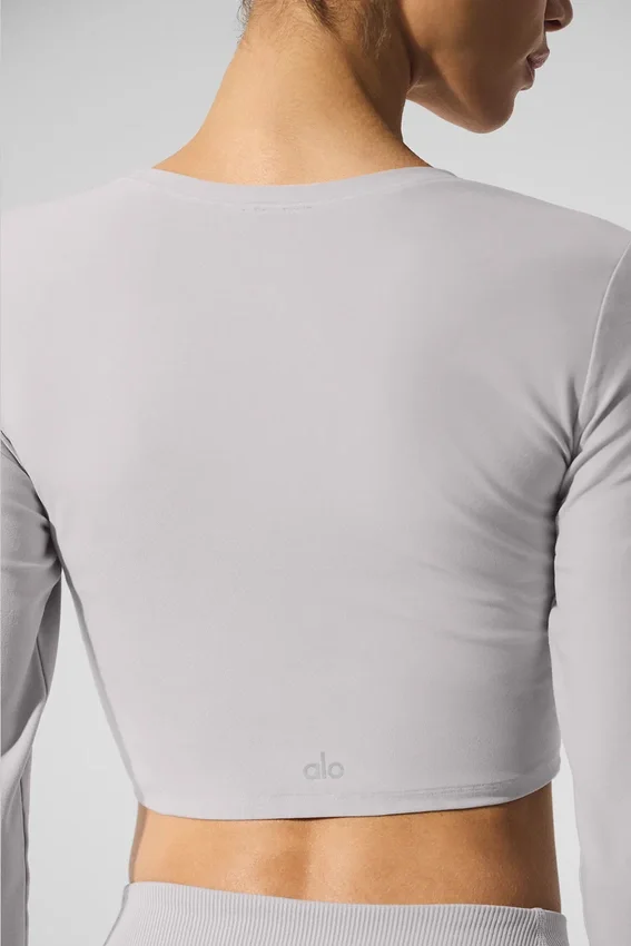 Maglia a maniche lunghe corta Washed Alosoft Finesse - Grigio Sky Wash