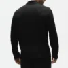 Maglia a maniche lunghe in jersey di lino Coastal con bottoni - Nero