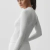 Maglia a maniche lunghe in modal a coste - Bianco