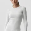 Maglia a maniche lunghe in modal a coste - Bianco