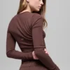 Maglia a maniche lunghe in modal a coste - Brownstone