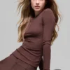 Maglia a maniche lunghe in modal a coste - Brownstone