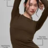 Maglia a maniche lunghe in modal a coste - Espresso