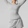 Maglia a maniche lunghe in modal a coste - Grigio melange atletico