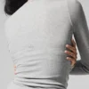 Maglia a maniche lunghe in modal a coste - Grigio melange atletico