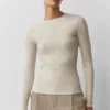 Maglia a maniche lunghe in modal a coste - Oatmeal Heather