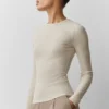 Maglia a maniche lunghe in modal a coste - Oatmeal Heather