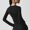 Maglia a maniche lunghe Sea Coast a costine - Nero