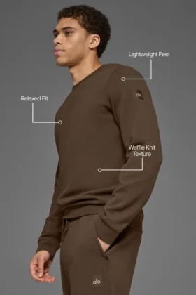 Maglia a maniche lunghe Waffle Lounge – Espresso