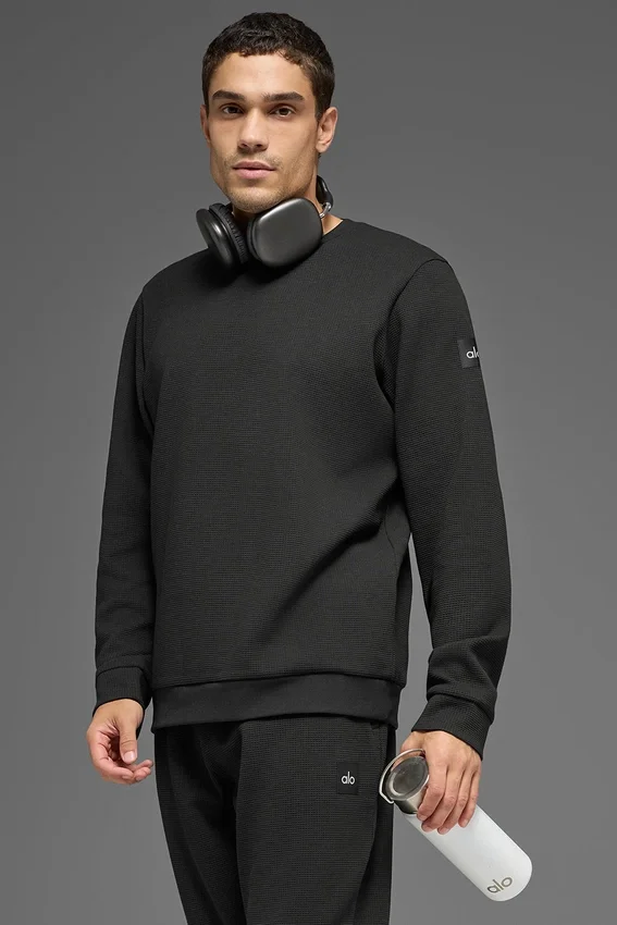 Maglia a maniche lunghe Waffle Lounge - Nero