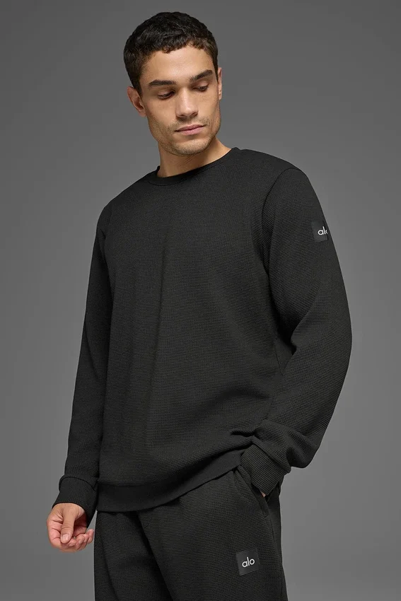 Maglia a maniche lunghe Waffle Lounge - Nero