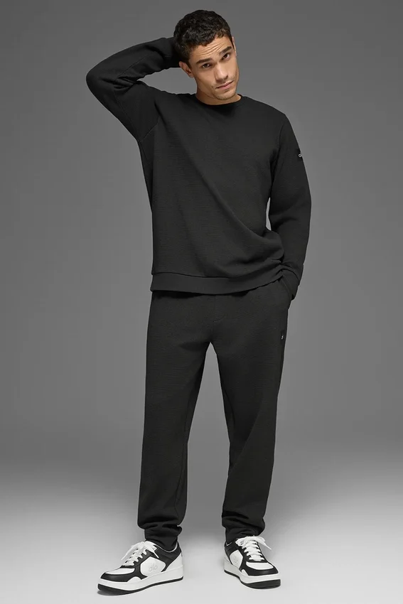 Pantaloni da jogging da casa a trama a nido d’ape - Nero