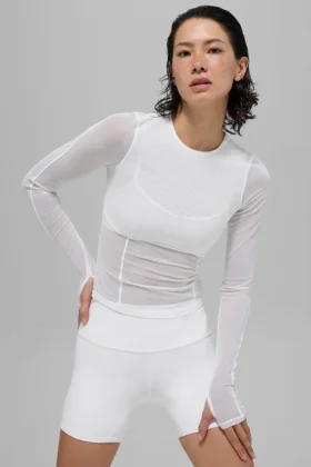 Maglia a maniche lunghe Winter Twilight in rete - Bianco