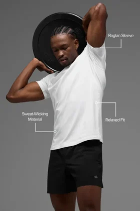 Maglia a pantaloncini con collo rotondo Alo Vapor – Bianco