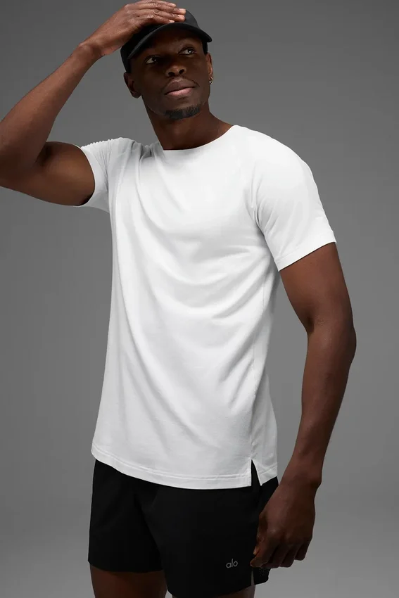 Maglia a pantaloncini con collo rotondo Alo Vapor - Bianco
