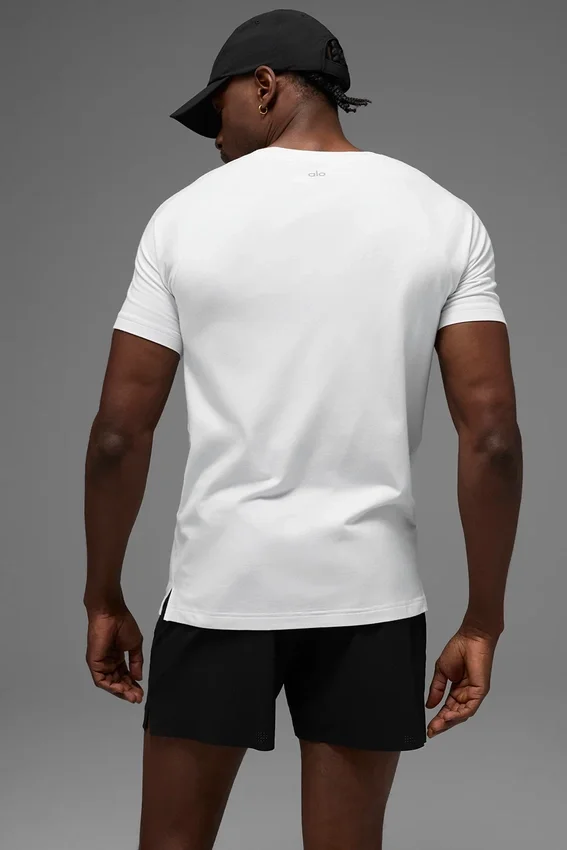 Maglia a pantaloncini con collo rotondo Alo Vapor - Bianco