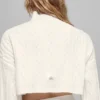 Maglia a trecce corta a collo alto Winter Bliss a maniche lunghe - Avorio