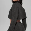 Maglia a trecce corta a collo alto Winter Bliss a maniche lunghe - Grigio scuro melange