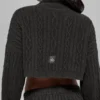 Maglia a trecce corta a collo alto Winter Bliss a maniche lunghe - Grigio scuro melange
