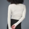 Maglia con maniche lunghe e arricciature - Avorio