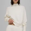 Maglia con maniche lunghe e collo alto "Waffle Weekend Escape" - Avorio