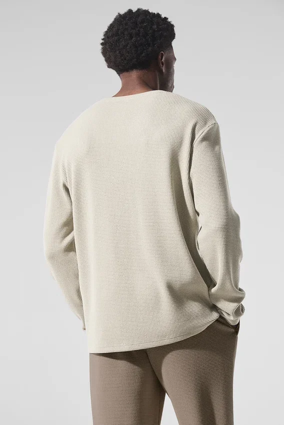 Maglia con maniche lunghe e collo rotondo Elevate Waffle - Colore osso