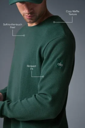 Maglia con maniche lunghe e collo rotondo Elevate Waffle – Winter Ivy