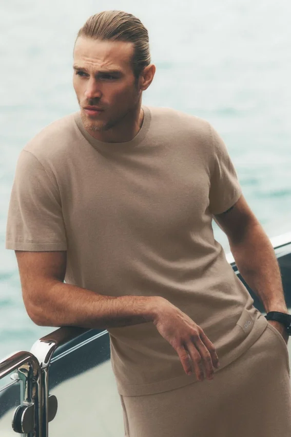 Maglia in cotone e cashmere Ever Soft a maniche corte - Gravel