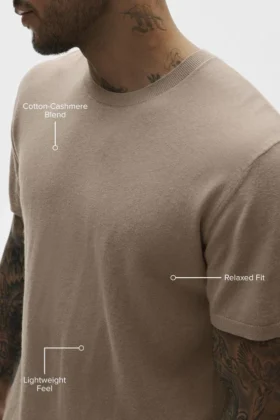 Maglia in cotone e cashmere Ever Soft a maniche corte – Gravel