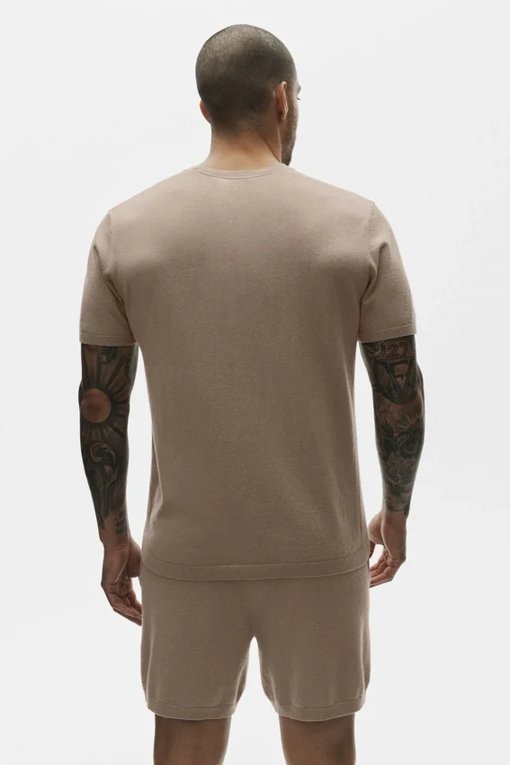 Maglia in cotone e cashmere Ever Soft a maniche corte - Gravel